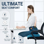 Season Guard Tailbone Pain Relief Office Chair Seat Cushion, Memory Foam Gel Seat Cushion for Sciatica Pain Relief with Washable Cover, Butt Cushion for Long Sitting, Velvet, Blue