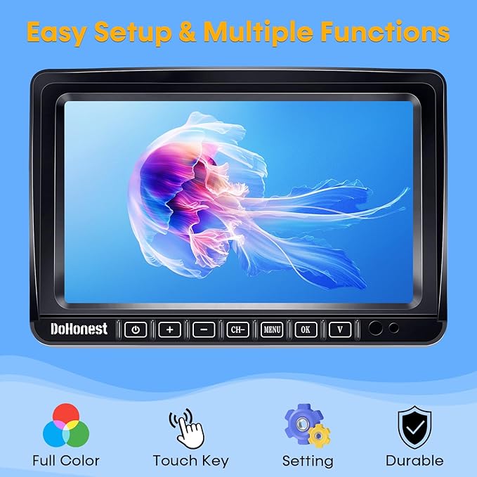 4 Magnetic Wireless Backup Camera for Trailer: Easy Install HD 1080P RV Camera System with 7" Touch Key Recording Monitor, Solar Powered, Long-Lasting, Strong Signal