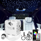 CHINLY Starlight 32w Twinkle 710pcs 13.1ft (0.03in+0.04in+0.06in+0.08in) Bluetooth RGBW LED Fiber Optic Star Ceiling Light,APP/Remote +Adapter+Cigarette Lighter+10 Crystals,for Headliner/Ceiling