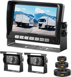 7'' Wired Backup Camera System with DVR Recording, 1080P HD Monitor & IP69 Waterproof RV Rear View Camera, Loop Recording, Split Screen, 12V-24V