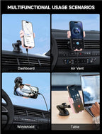 MOKPR Wireless Car Charger, 15W Auto Clamping Car Charger Dash Windshield Air Vent Phone Holder Compatible with iPhone 16 15 14/13/13 Pro/12 pro/12/11/X/8, Samsung S24/S23/S22, Pink