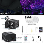 4 Colors 32W Twinkle Starlight Headliner Kit for Car Home with APP&RF Remote,RGBW 600pcs*0.03in*13.1ft Cables Fiber Optic Star Sky Roof Lights,4 Port Engine Sound Activated Car Ceiling Star Lights