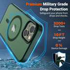 SUPFINE Magnetic for iPhone 14 Case & iPhone 13 Case (Compatible with MagSafe)(Military Grade Drop Protection) Slim Translucent Matte Shockproof Phone Cover,Forest Green