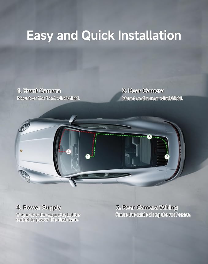 Dash Cam Front and Rear: 4K+2.5K Dash Camera for Cars - Dashcam Built-In WiFi APP Control 64GB Included 3.39" Touchscreen 24H Parking Monitor WDR Night Vision Loop recording Collision Detection(X5)