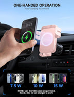 MOKPR Wireless Car Charger, 15W Auto Clamping Car Charger Dash Windshield Air Vent Phone Holder Compatible with iPhone 16 15 14/13/13 Pro/12 pro/12/11/X/8, Samsung S24/S23/S22, Pink