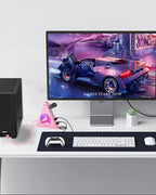 7 USB 3.0 Ports, Howling Wolf Pink USB Hub - 2FT Long Cable, Vertical USB Hub Expander Compatible with PC, Laptop, Flash Drive, HDD, Console, Printer, Keyborad, Mouse