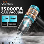 Handheld Car Vacuum Cleaner, 4-in-1 Cordless Rechargeable Mini Vacuum with Air Duster – Quickly Clean Crumbs, Pet Hair & Crevices in Car, Office, Home. Ideal for Commuters & Office Workers (Gold)