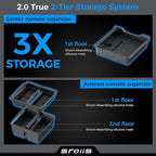 Sroiis® Gen 2 Double-Layer Center Console Organizer Set for Tesla Model 3 Highland Accessories (2024 2025 2026) True 2-Tier Storage System [ Upper Tray + Hidden Lower Compartment ] - 3PCS Jet Black