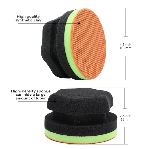 2 Pack Synthetic Clay Bar Pad for Car Detailing, 4.1" Honeycomb Clay Sponge with Rebound Foam, Removes Paint Contaminants and Preps Surface for Waxing