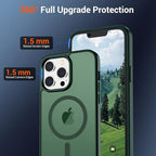 SUPFINE Magnetic for iPhone 13 Pro Max Case (Compatible with MagSafe) (Military Grade Drop Protection) Translucent Matte Shockproof Phone Case,Forest Green