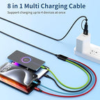 4 in 2 Multi Charging Cable [2Pack 5FT], USB C Splitter with 3 Type-c/1IP, Chargers for Multiple Devices, Compatible with Most Cell Phones/Tablets and More
