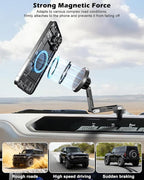 CloudValley 15W Magnetic Wireless Car Charger Phone Mount for Ford Bronco 2021-2026 2/4 Door Badlands, Off-Road Stable Dash Phone Holder with 360° Adjustable Aluminum Alloy, No Drill Install