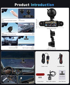 4 Channel 360° Dash Cam Front and Rear Inside Left Right, 3.16 Inch FHD 1080P IPS Dashcam Supports Night Vision, Loop Recording, 24/7 Recording Parking Mode Monitor, Reverse View