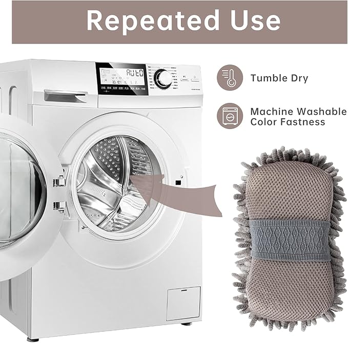 4 Pack Car Wash Mitt, BELPAIR Microfiber Sponge Cleaning Mitten for Window Cleaner, Non Scratch Sponges Auto Supplies Duster Kit Premium Washing Scrub Foam for Care Tools Foaming Cleaner (Grey)