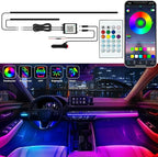 Jushope Interior Car LED Strip Lights, Acrylic LED Lights for Car with Dynamic Dreamcolor Chasing, Ambient Lighting Kits Music Sync Wireless APP and RF Remote Control (43.5+14.5'')