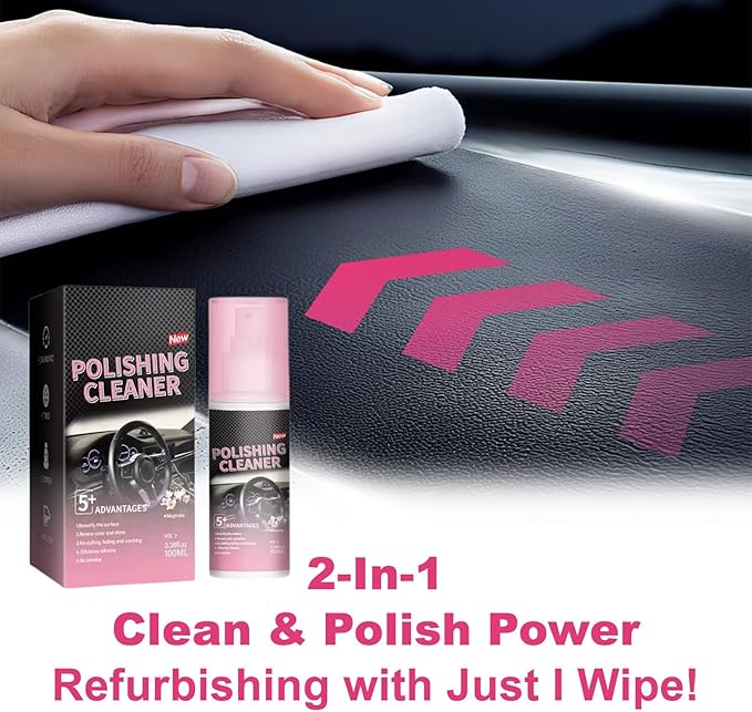 Interior Car Cleaner & Polishing Cleaner Car Interior,2026 Upgrade All Purpose Car Interior Detailer Spray for Dashboards, Seats, Leather, Plastic (2pcs)