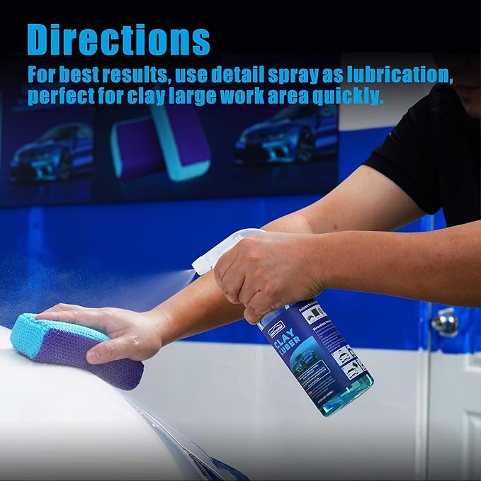 Clay Bar Scrubber 2-Pack, Auto Detailing Synthetic Clay for Car Wash Scrubbing and Claying, Car Paint Prep and Glass Surface (2-Pack, Blue Purple)