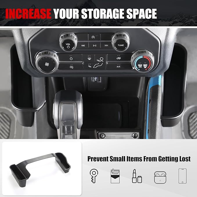 Mabett Storage Organizer Set for Ford Bronco 2025,2026 Accessories with Central Control Storage Set, Door Handle Storage Compatible with Ford Bronco (4 PCS Set)