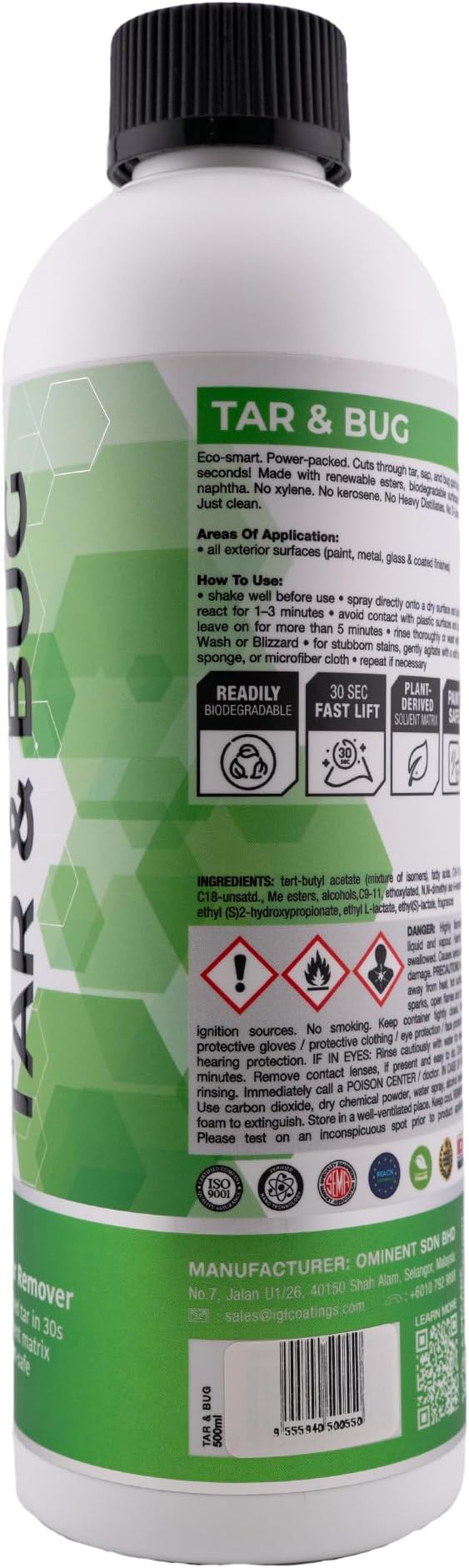 IGL Coatings Tar Remover – 500ml Bio-Ester Formula, Automotive Tar & Residue Cleaner, Biodegradable, Low VOC, No Naphtha or D-Limonene – Safe on Paint, Metal, Glass & Coated Surfaces