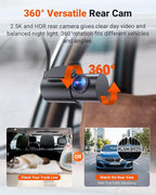 Vantrue New N4S 3 Channel Dash Cam, STARVIS 2 Night Vision, Front Rear Inside Dashcam for Cars, Front and Rear Dual Channel, PlatePix™ Tech, Parking Mode, Wi-Fi, GPS, 2" IPS, Support 1TB (RC18)