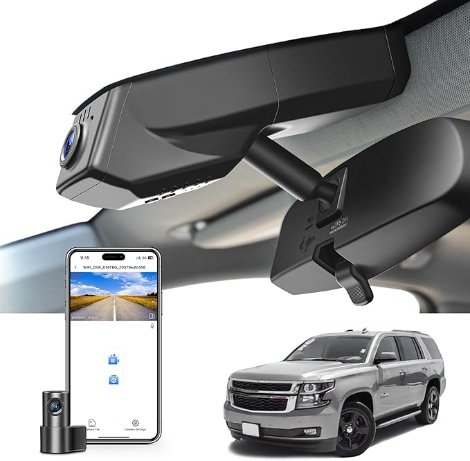 Mangoal Front 4K & Rear 1080P Dash Cam Custom fit for Chevy Suburban/Tahoe 2015 2016 2017 2018 2019 2020(Model C), Model C & Model D Have Same Models Years but Vehicle Sensor Cover are Different