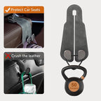 CoBak Headrest Hooks for Car - Universal Premium Stitched Leather and Aluminum-Magnesium Alloy Double Car Seat Back Storage Hook for Purses, Handbags, Bags (2 Pack),Gray