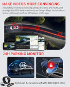 Dash Cam Front and Rear, 4K Full HD Dual Dash Camera for Cars, Built-in Memory Card Monitoring, 64GB Card, 5G WiFi GPS, Car Camera with 3" IPS Screen, 2160P Night Vision, 24H Parking Monitor
