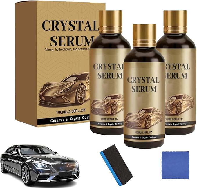 100 Ml/3.38oz Cristal Serum Ultra Car, Crystal Serum Ceramic Coating for Cars, 9h Graphene Ceramic Car Coating Kit, Professional Auto Restore for Paint, Glass & Wheel, Anti Scratch (3pcs)