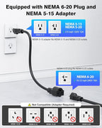 SEGUMA Level 1/2 EV Charger, 16Amp Electric Car Charger 25FT Cable with NEMA 6-20 Plug and NEMA 5-15 Adapter, Home Mobile EV Charging Station for J1772 BEVs/PHEVs 110V-240V(Black)