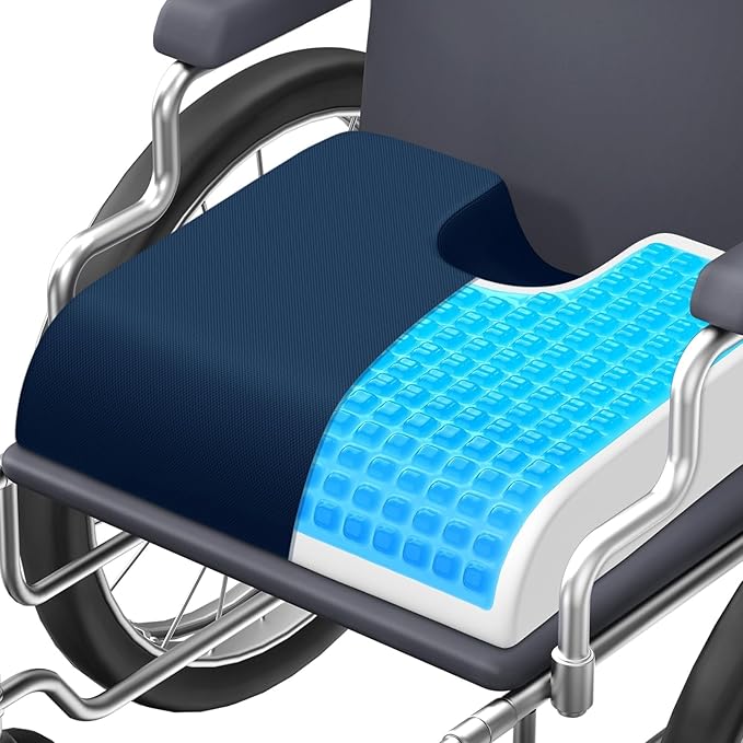 TranquilMoments U-Shaped Gel Memory Foam Seat Cushion, Wheelchair Cushion with Cooling Gel, Ergonomic Coccyx Cushion for Office Chair & Car,Relieve Tailbone Pain, Sciatica, Back Pain, Non-Slip Bottom