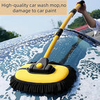 Car Wash Brush with Long Handle, 15°Curved Car Cleaning Brush with Extension Pole Scratch Free, Microfiber Exterior Cleaning Mop Mitt for Washing Roof Truck Camper SUV (2)