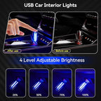4 PCS USB Night Light, Touch Dimmable Mini USB LED Car Interior Ambient Lights, Portable Plug-in Glass Bottle Night Lamp for Car, Tent, Desk, Bedside(2Red&2Blue)