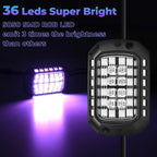 8 Pods 36 LEDs RGB Rock Lights Compatible with 12V Trucks Jeep UTV SUV ATV Boat Golf Cart,Waterproof, Multi-Color App/Remote Control Underglow Lights with Music Mode Plug and Play Easy Installation