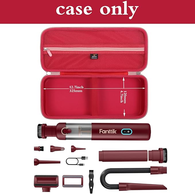 Aproca Storage Case Compatible with Fanttik Slim V8 Apex / V8 Mate / V10 Apex / V10 Mate Cordless Car Vacuum, Portable Bag for Accessories - Red (Case Only)
