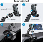 Universal 360 Dashboard Cell Phone Holder, Upgrade Clip Car Phone Holder Mount for Dashboard 360 Degree Rotation Dash Board Phone Mount Fit for iPhone,Samsung,Google,Nokia, 4 to 7" Smartphones
