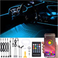 5 m Optic Fiber Car Ambient Lighting Kit Bluetooth App Control + RF Remote Control 64 Colors Multicoloured Music Interior Footwell Lighting Kit 12V 1W