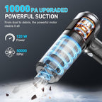 KMM Handheld Car Vacuum Cleaner, 10000PA Vacuum Cleaner & Air Duster, 120W High Power Vacuum Portable Cordless, Hand Held Vacuum Rechargeable with Multi-Nozzles & LED Light for Home, Car, Office