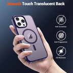 SUPFINE Magnetic for iPhone 12 Pro Max Case with Screen Protector (Compatible with MagSafe) (Military Grade Drop Protection) Translucent Matte Shockproof with Anti-Fingerprint Phone Cover,Dark Purple