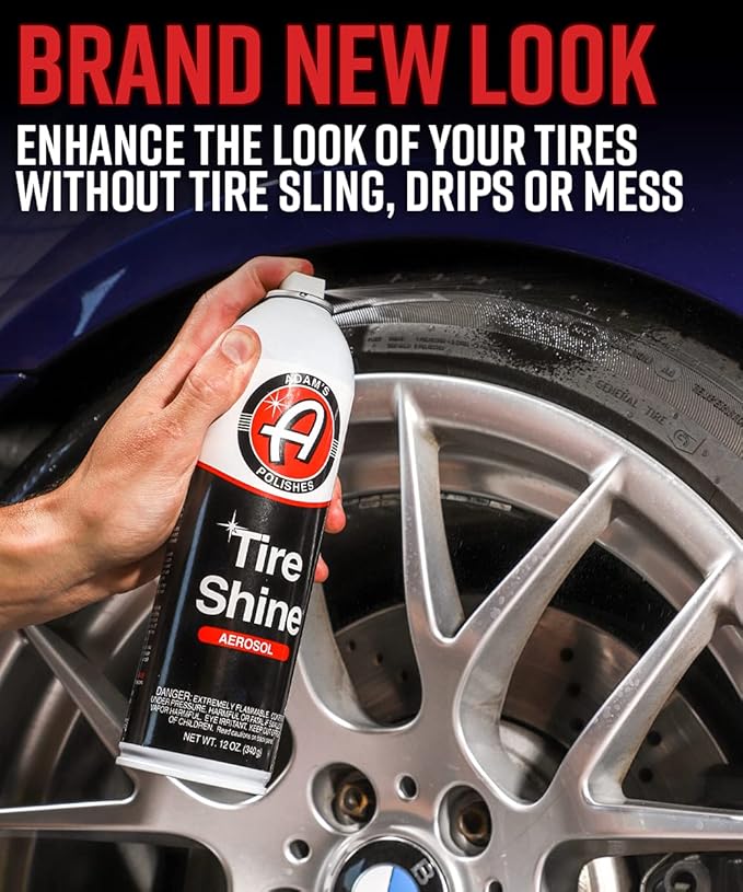 Adam's Polishes Aerosol Tire Shine 12oz - Fast, Easy, Effective Way to Add Gloss - No-Sling Use with or Without Tire Applicator
