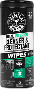 Chemical Guys Total Interior New Car Smell Cleaner & Protectant Wipes – All-in-One Interior Cleaning Wipes for Dashboards, Vinyl, Leather, Fabric & Glass – Cleans & Protects, New Car Scent, 30 Ct