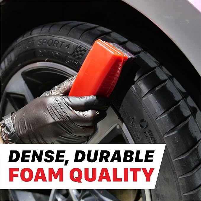 Maxshine Universal Tire Shine Applicator with Protective Cover – Dense Foam Pad with Ergonomic Grip – Mess-Free Tire Dressing Tool for Coating, Cleaning & Car Detailing – Auto, Boat & Marine Detailing