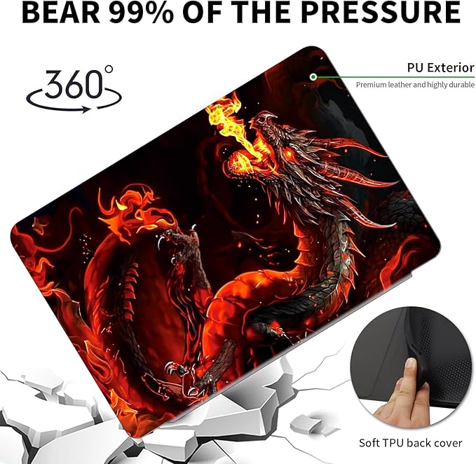 Case for 6" Kindle Paperwhite (10th Generation,2018 Release),360 Degree Rotating Swivel Leather Stand Folio Cover Auto Wake/Sleep for Amazon Kindle Paperwhite E-Reader,Fire Red Dragon