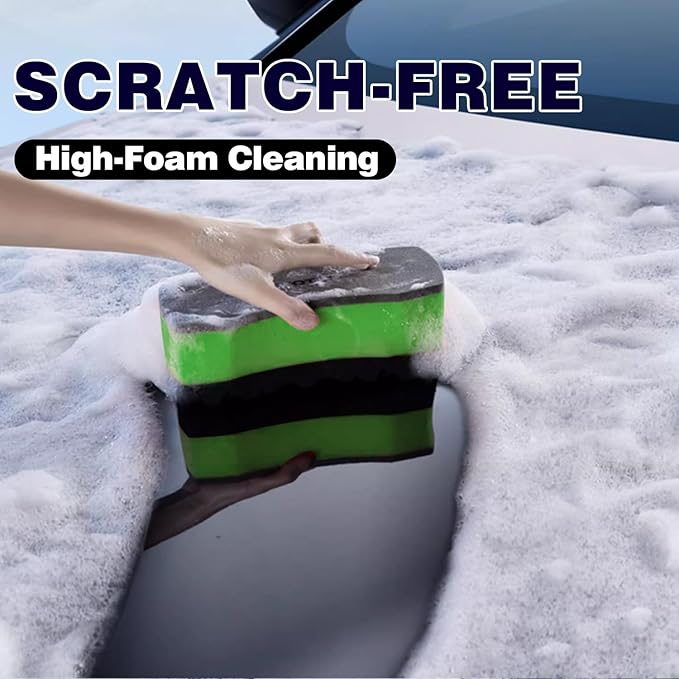 Car Wash Sponges, Soft Foam Sponges Extra Thick Large for Cleaning Non Scratch Sponges fit SUV RV Bike, Engineered for Rich Lather Ergonomic Grip Design Improve Cleaning Efficiency, Orange 3PCS