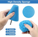 Linkstyle 8Pcs Drill Polishing Pads Kit, Foam Polishing Cone & Ball Set with Extension Holder & Brush, 1/4" Hex Drill Attachment for Car Wheel Hub Rim Metal