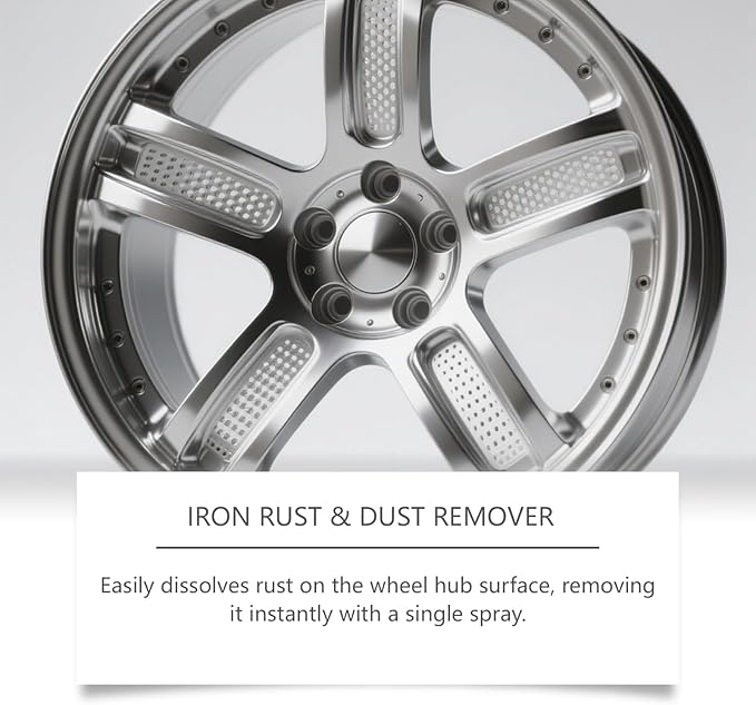 Iron Rust & Dust Remover Spray for Wheels and Rims, Aluminum Cleaner, Safe for Wheel & Paint, 120ML/4FL.OZ with Sponge