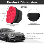 Wevdn 2PCS Tire Shine Applicator, Durable & Reusable Hex Grip Tire Dressing Sponge Foam Detailing Pad, Washable Round Shape Wheel Tire Shine Car Cleaning Sponge, Car Accessories (Red-Large)
