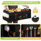 MIU COLOR Trunk Organizer for SUV, Collapsible Trunk Organizer for Car, Non-Slip Bottom, Storage Organizer for Sedans, Van, Jeep, Grocery, Large 4 Compartments, Black Mixed Orange 32"×13"×12"
