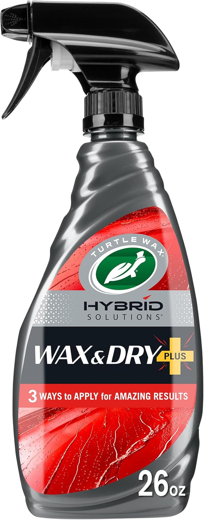 Turtle Wax Hybrid Solutions Wax & Dry Plus, Spray On Car Wax for High Gloss Shine and Ceramic Coating Protection For Paint, Wheels, Glass & More, Easy Versitile Application, 26 oz (Pack of 1)