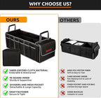 Collapsible Trunk Organizer with Insulated Leakproof Cooler Bag,Removable Lid,Adjustable Securing Straps,3 Compartments Trunk Organizer for SUV,Truck,Sedan(Grey & Black)