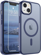 SUPFINE Magnetic for iPhone 14 Case & iPhone 13 Case (Compatible with MagSafe)(Military Grade Drop Protection) Slim Translucent Matte Shockproof Phone Cover,Lavender Gray